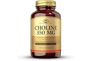 Solgar Choline 350mg - Healthy Liver Function - Supports Fat Metabolism - Essential Micronutrient - Vegan - 100 Vegetable Capsules