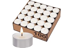 FEELINGS Tealight Candles 100 Pack - White | 4 Hour Long Burning Smokeless | Soft Scented, Natural Palm Wax, Cotton Wick, Dripless Mini Tea Light for Wedding, Home Décor