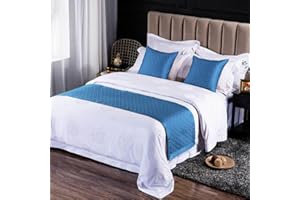 QRGMKL Neue einfarbige Bettläufer weiche, hautfreundliche Bettschals Hochpräzise geometrische Jacquard-Bettwäsche-Schutz-Tagesdecke für das Heimschlafzimmer Hotel-Blue B||240X50cm for 1.8m Bed