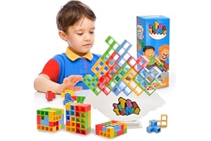 Hukermoon Tetra Tower Balance Game, 32 szt. Tetris Balance Tower Game, gra Tetris, gra układana w stos, gra balansowa dla dzieci, zabawka Montessori, prezent dla chłopców i dziewczynek
