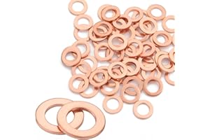 KGGZKG 50 arandelas de cobre M10 x 14 x 1 anillos de sellado de cobre, juego de arandelas planas de drenaje de aceite, junta para tornillos, automóviles, barcos, generadores, maquinaria, dispositivos