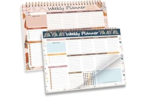 MAMACHU Paquete de 2 blocs de agenda semanal, sin fecha, planificador semanal de 52 hojas, cuaderno de lista de tareas, planificador de trabajo con sección de prioridades y notas