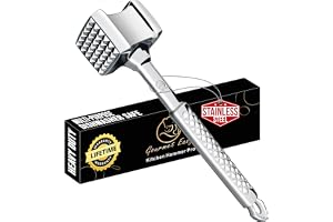 Gourmet Easy Classic Meat Tenderizer Tool, Non-Slip Grip Lifetime Replace | Dual-Sided Heavy-Duty Design for Effortless Tenderizing of Steak, Chicken and Poultry, Dishwasher Safe, Lifetime Replacement