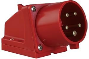 PCE 47407L - Spina da parete CEE, 32 A, 5 poli, colore: Rosso
