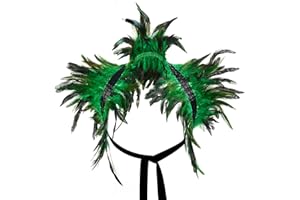 Niceyoeuk Women Natural Feather Cape Maleficent Costume Gothic Lacing Shawl Shrug Collar Feather Cape for Halloween Cosplay Christmas Party