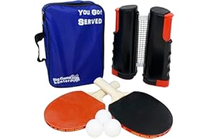 Big Game Hunters Table Tennis Set | Expanding Retractable Premium Net, Bats, Balls in Oxford Cloth Bag | All-in-One Kit | Fits Any Table | Great Gift & Indoor/Outdoor Game
