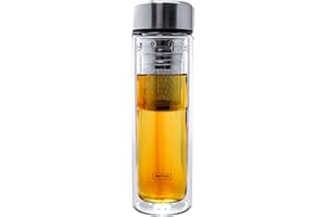 Nerthus FIH 664 filtrante 350 ML, isolée grâce à sa Double paroi, Bouteille infuseur, Flacon, Tasse de Voyage, théière, 0,35 l, Verre, Transparent