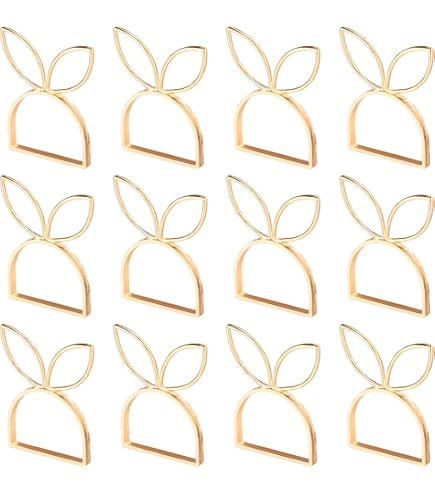 Portatovaglioli Pasquali A Forma Di Coniglietto - 12 Pezzi In Lega Dorata Per Decorazione Tavola - Foto 3