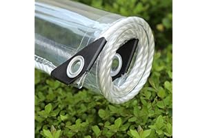 FENGSHOUU wasserdichte Transparente PVC Plane mit Ösen,Wetterfeste Plane Strapazierfähige Vordächer Faltbar,0,35mm Regenschutz Abdeckplane für Gartenmöbel Pflanzen Gewächshaus Pet Hutch Dach