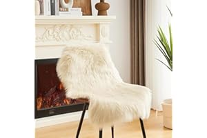 JXLOULAN Faux Lammfell Schaffell Teppich Beige 60x90 cm, Longhair Flauschiger Fell Teppiche Wohnzimmer Deko Weicher für Stühle Sofa Schlafzimmer Kinderzimmer