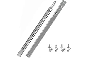 HELPMATE Lot de 2 rails de tiroir à rainure 27 mm Longueur 310 mm 1 paire de 2 glissières coulissantes pour tiroir Système de rail de tiroir en acier galvanisé argenté avec matériel de fixation