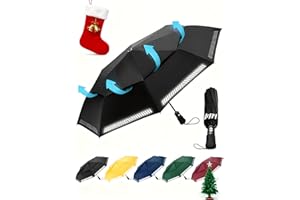 Chakipee Regenschirm Sturmfest Taschenschirm mit Reflexstreifen Umbrella Kompakter Reise Winddichter Automatik Auf und Zu Doppelt Belüftetes Vordach 8 Rippen für Herren Damen Kinder