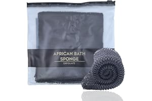 XIANZANDER African Net Sponge Authentic,African Exfoliating Net,African Exfoliating Sponge,Deep Cleaning Scrubber Back Scrubber for Men and Women 75 × 30cm (Black)