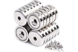 OCEUMAOA 24 Pack Neodymium Magnets Strong 25lb Pulling Force 20mm with Countersunk Hole and Screws Extra Strong Magnets Silver