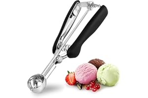 Small Ice Cream Scoop 2 TSP, TJ POP Stainless Steel Cookie Scoop 30mm with Easy Trigger Good Grips for Mashed Potato, Meatballs, Mellon Balls and Cookie