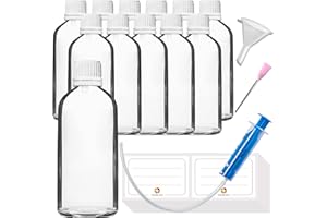 HandsUnity 100ml-12pz di Flacone Contagocce - Piccola Bottiglia di Vetro Chiaro Set di Vetro da Farmacia con Tappo Bianco Contagocce in Vetro Trasparente Set compresi 30 Accessori ausiliari