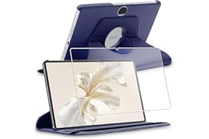 ebestStar - for Honor Pad 9 Case, Cover 360 Rotating Protection, PU Leather, Dark Blue + Glass Screen Protector