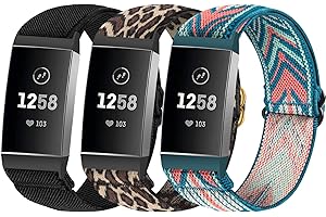 SITAFU 3 Pezzi Cinturino Compatibili con Fitbit Charge 3 Cinturino/Fitbit Charge 4 Cinturino,Nylon Elastica Regolabile Cinturini di Ricambio Sport Strap per Fitbit Charge 3/Charge 4 per Donna Uomo