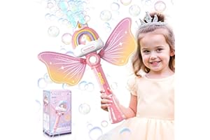 Aooess Princess Bubble Wand for 3+ Years Old Girls: Bubble Machine for 3 4 5 6 7 8 Years Old Kids Bubble Maker for Toddlers Birthday Presents Weddings Party Gifts Outdoor Bubbles Blowing Toys (Pink)
