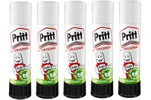 DSK Pritt Glue Sticks 11g Each - 90% Natural, Strong Hold, Child-Friendly Adhesive for Home, School, Office, and Crafts Child Friendly Green Safe Adhesive DIY Strong Hold UK Recyclable - Pack of 5