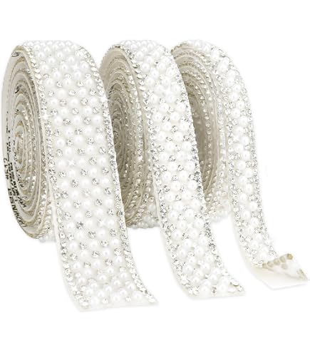 4 Rotoli Nastro di Strass Argento 1 Larda strass adesivi Glitter