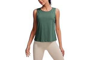 CRZ YOGA Women's Pima Cotton Sleeveless Loose Tank Tops Exercise Gym Yoga Tops Athletic Shirts