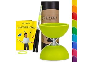 Diabolo Freizeitsport - Diabolo Set de Jonglage Basic - Vert Clair - Baguettes en Aluminium - Ficelle de Remplacement Supplementaire - Guide inclu - Idéal pour Enfants et Débutants