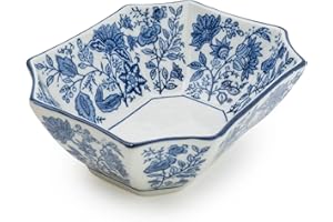 Home Deco London Sumatra Blue & White Large Ceramic Home Collection (Rectangular Bowl 7”)