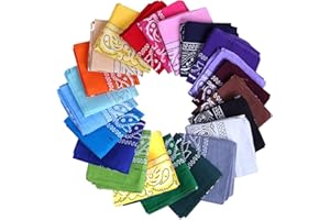 CDJX Bandanas,22 Pack Cotton Paisley Print Head Wrap Headwear Bandanas for Men Women,Multifunctional22*22 Inch Cotton Cowboy Wristband Headband for Head Cycling Hair