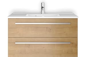 Sieper I Waschtischunterschrank 90 x 50 cm mit Waschtisch, Libato Badezimmermöbel, Badezimmerunterschrank I Eiche Natur