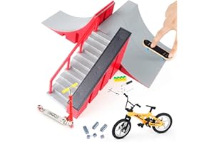 CS COSDDI Rampes de Skatepark, Skate Park Kit Rampe de Touche avec Mini Finger Skateboard Jouet Cadeau, Bricolage Assemblage d'un Jouet de Doigt de Kit de Skate Park (CS1810-A)