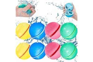 JGYCVBU 8 Stück Wiederverwendbar Wasserballons, Schnell Befüllbar, Selbstschließend, Wasserspielzeug Kinder Outdoor, für Kinder, Erwachsene, Strand, Poolparty, Wasserschlacht
