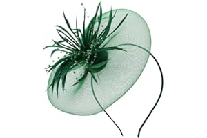 ABOOFAN Sombreros de Fiesta de Té de Red de Plumas de Flores Elegantes Sombreros para La Cabeza Elegantes Diademas de Boda de Cóctel para Mujer Niña Verde Oscuro