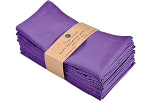 FINGERCRAFT Dinner Cloth Napkins in Cotton Linen Blend Fabric 12 Pack Easter Special, Premium Quality, Mitered Corners for Every Day Use Napkins are Pre Shrunk and Good Absorbency Color (Purple)
