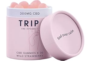 TRIP CBD Infused Gummies (30 Gummies). Delicious Natural Wild Strawberry Flavour. High Strength CBD Edibles. 300MG CBD – Vegan, THC-Free