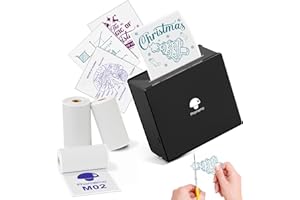 Phomemo M02 Mini Thermal Printer with 3 Rolls Refill,Wireless Bluetooth Inkless Pocket Printer,Sticker Printer for iphone And Android,Portable Sticker Maker for Decorating,Journalling,Crafts-Black