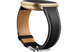 ‎DIRRELO Dirrelo Echtes Leder Armband Kompatibel mit Fitbit Versa 3 Armband/Versa 4 Armband/Sense Armband/Sense 2 Armband für Damen Herren, Lederband Ersatzband für Fitbit Versa 3 Armband/Fitbit Sense Armband