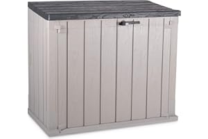 dobar® 95604e Wheelie Bin Cover | Plastic Tool Box | Wheelie Bin Box for 2 x 120 L Bins | Tool Shed for the Garden | 129.5 x 74.5 x 111 cm | Taupe/Anthracite