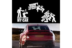TOMALL 3pcs Non Toccare la mia Auto Decalcomanie per Auto in Vinile Impermeabile autoadesivi Divertenti Adesivi di Avvertimento per Auto Camion Finestra paraurti Decorazione Baule (Bianco)