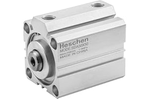 Heschen - Cilindro pneumatico compatto, in alluminio, SDA 50-50, foro: 50 mm, corsa 50 mm, dimensioni raccordo 1/4" PT, a doppio effetto