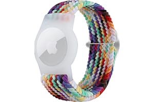NEXCYBER Nylon for Airtag Wristband Kids, Anti-Lost, Anti-Scratch Protection for Positioning The Bracelet for Apple AirTag Waterproof,Regenbogen-A