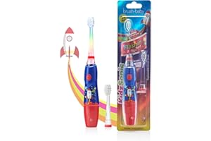 BRUSH-BABY Brush Baby KidzSonic Spazzolino elettrico per bambini e ragazzi dai 3 anni in su - Rocket