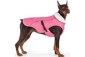 EMUST Dog Jacket Winter, Cozy Windproof Dog Jacket for Cold Weather, Solid Color Dogs Vests for Winter for Medium Dogs, Pink, M