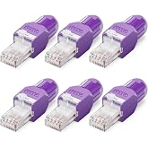 VCELINK 6pcs RJ45 Cat6A Toolless LSA Connector Purple | 10Gbps / 500MHz, Compact and Reusable, UTP Plug, for AWG 23-26 Cable,