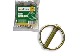 YARDMAN Lynch Pin Set – 20-Piece 8mm Linch Pins – Professional Zinc-Plated Carbon Steel – Heavy-Duty Safety Pins for Trailers, Tractors, Agricultural Vehicles – 42mm Pin Length