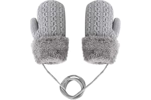 YJZQ Moufle Epais Enfant Gants Tricoté Gants Hiver Chaud Mignon Gants de Lapin Épaissi avec Anti-Perdue Chaîne Petites Moufles tricotés pour Enfants Filles Garçons