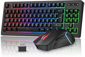 Rewurnth Kabellose Gaming Tastatur und Maus Set, DE Layout QWERTZ 75% TKL RGB Beleuchtet, Wiederaufladbare Ergonomische Gaming Maus, Kompaktes Keyboard für PC, Mac, Xbox,PS5