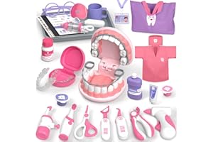Lehoo Castle Walizka lekarska dla dzieci od 3 lat, zabawka dla dentysty, walizka lekarska, odgrywanie ról dla dzieci w wieku 3+ lat (różowa)