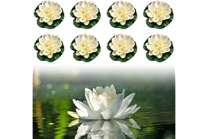 Lot de 8 nénuphars artificiels flottants, lotus artificiels, fleurs de lotus, étang de lotus, nénuphars artificiels, pour jardin, terrasse, piscine, aquarium