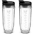 Flip Top to-go Lid with 32OZ Replacement Cups for Compatible with Nutri Ninja Blender Replacement Parts.for Compatible with Nutri Ninja Blenders 900W BL450 and 1000W Auto-iQ BL480 BL482 BL482-30 BL682